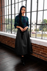 GREY PLEATED WOOL SKIRT